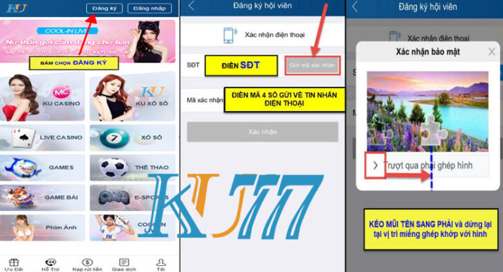 Các bước tham gia chơi game tại nhà cái Ku777